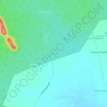 Carte topographique Kothatarlapad, altitude, relief