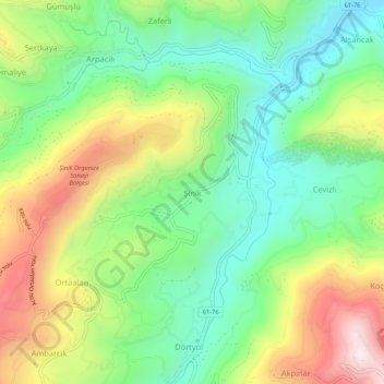 Carte topographique Şinik, altitude, relief