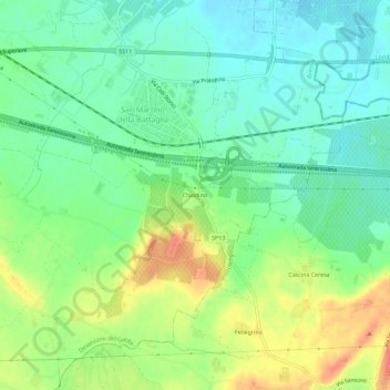 Carte topographique Chiodino, altitude, relief