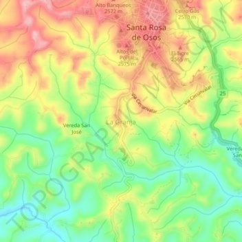 Carte topographique La Granja, altitude, relief