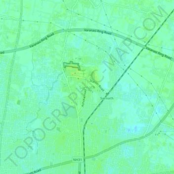 Carte topographique Sarnath, altitude, relief