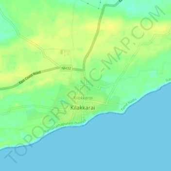 Carte topographique Kilakkarai, altitude, relief