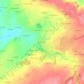 Carte topographique Les Morelles, altitude, relief