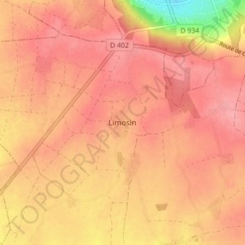 Carte topographique Limosin, altitude, relief