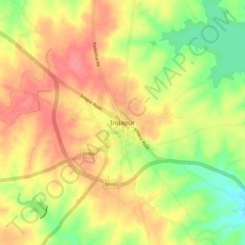 Carte topographique Indapur, altitude, relief
