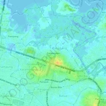 Carte topographique Campagaya, altitude, relief
