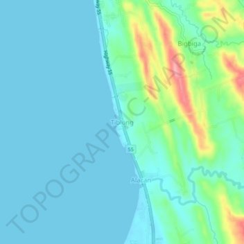 Carte topographique Tiblong, altitude, relief