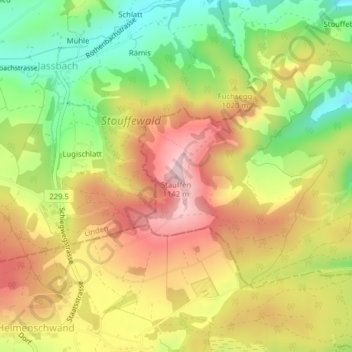 Carte topographique Stauffen, altitude, relief