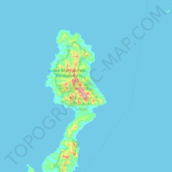 Carte topographique Kepulauan Talaud, altitude, relief