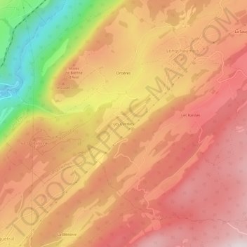 Carte topographique Les Combes, altitude, relief