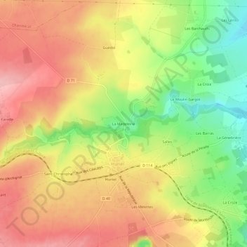 Carte topographique La Madeleine, altitude, relief