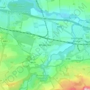 Carte topographique Whitecross, altitude, relief