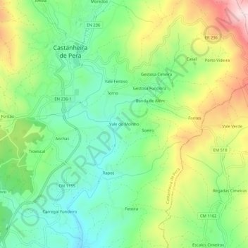 Carte topographique Vale do Moinho, altitude, relief