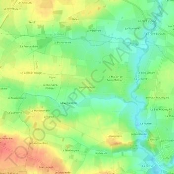 Carte topographique Saint-Philibert, altitude, relief