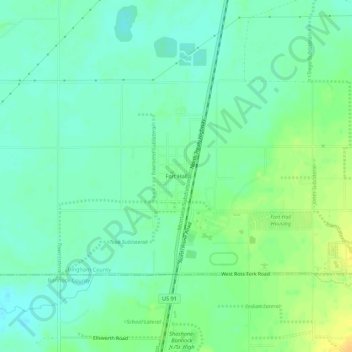 Carte topographique Fort Hall, altitude, relief