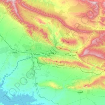 Carte topographique Dahouk, altitude, relief
