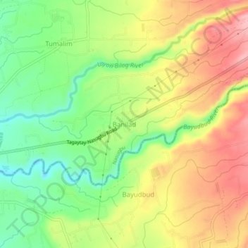 Carte topographique Banilad, altitude, relief