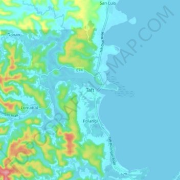 Carte topographique Taft, altitude, relief