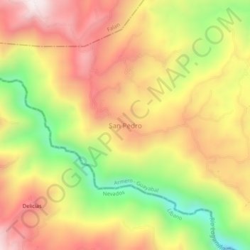 Carte topographique San Pedro, altitude, relief