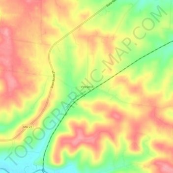 Carte topographique Vineland, altitude, relief