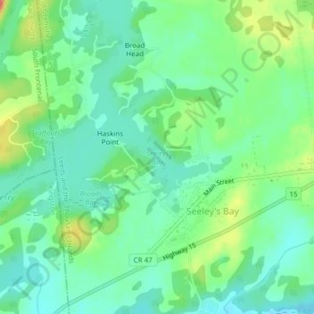 Carte topographique Seeleys Bay, altitude, relief
