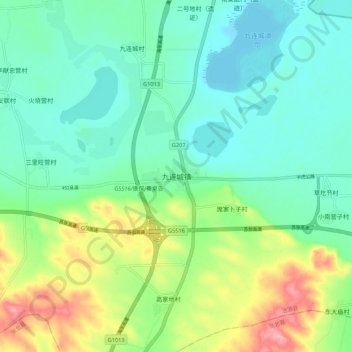 Carte topographique Jiuliancheng, altitude, relief