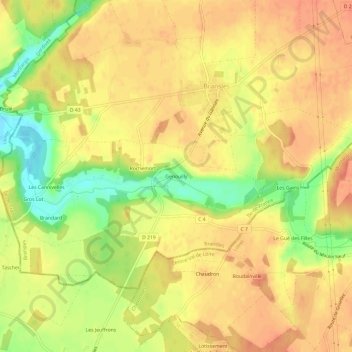 Carte topographique Genouilly, altitude, relief