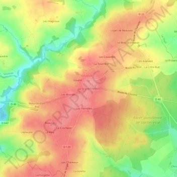 Carte topographique Le Grand Chemin, altitude, relief