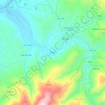 Carte topographique Pisão, altitude, relief