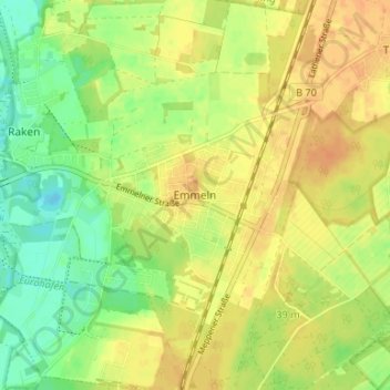 Carte topographique Emmeln, altitude, relief