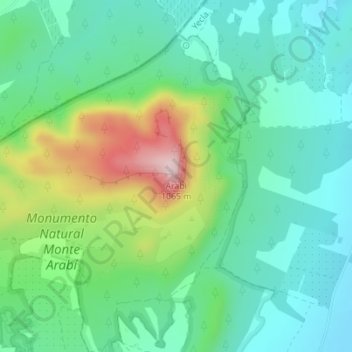 Carte topographique Arabi, altitude, relief