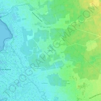 Carte topographique Vigneau, altitude, relief