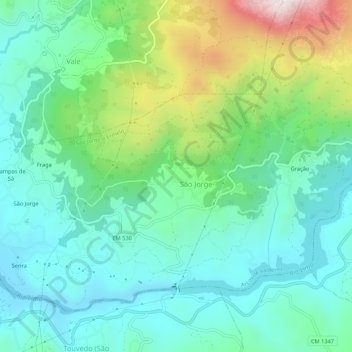 Carte topographique Vilar de Lobos, altitude, relief