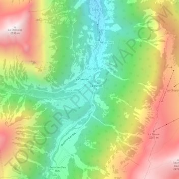 Carte topographique Saleinaz, altitude, relief