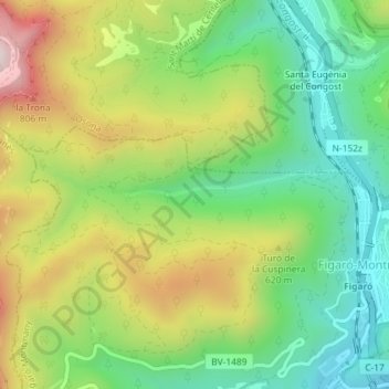 Carte topographique Sot del Bac, altitude, relief