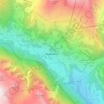 Carte topographique Hof, altitude, relief