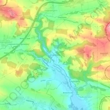 Carte topographique Untere Reitling, altitude, relief