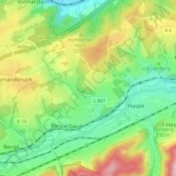 Carte topographique Spielbrink, altitude, relief