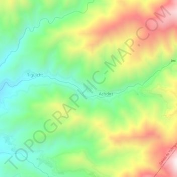 Carte topographique Ighrem, altitude, relief