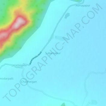 Carte topographique Subarnapur, altitude, relief