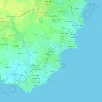 Carte topographique Lodonnec, altitude, relief
