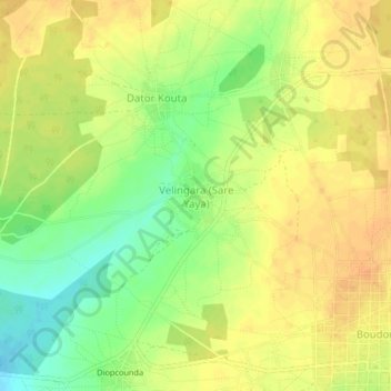 Carte topographique Velingara (Sare Yaya), altitude, relief