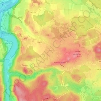 Carte topographique Birkland, altitude, relief