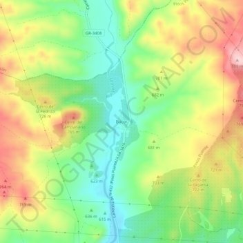 Carte topographique Búcor, altitude, relief