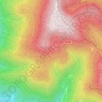 Carte topographique B 500, altitude, relief