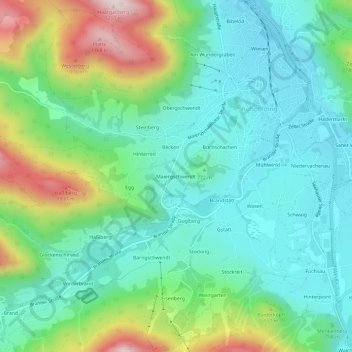 Carte topographique Maiergschwendt, altitude, relief