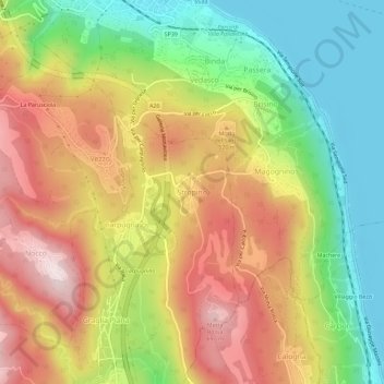 Carte topographique Stropino, altitude, relief