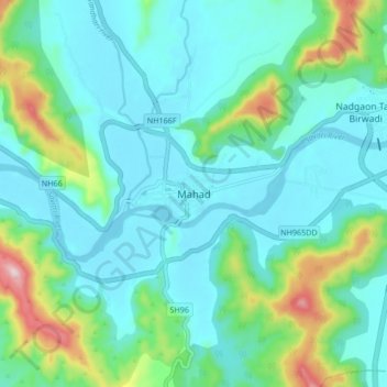 Carte topographique Mahad, altitude, relief