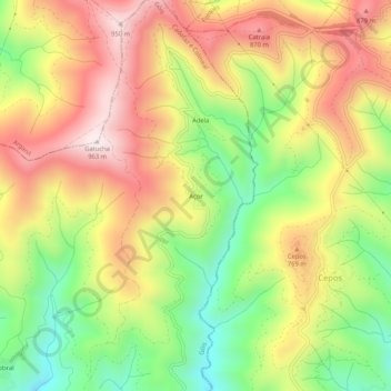 Carte topographique Açor, altitude, relief