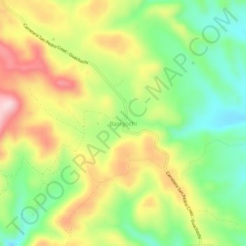 Carte topographique Basigochi, altitude, relief